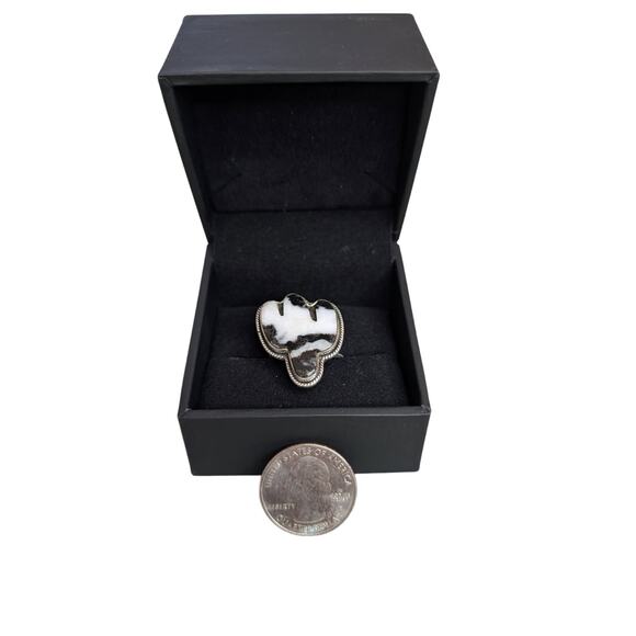 925 Sterling Silver Zebra Jasper Statement Ring – Size 7 - Picture 2 of 3